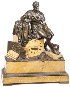 A FRENCH CHARLES X BRONZE & MARBLE CLOCK