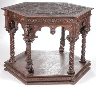 HEAVILY CARVED RENEISSANCE REVIVAL TABLE