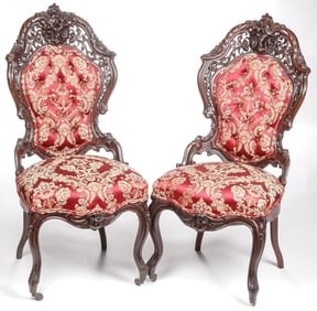 PAIR ROCOCO REVIVAL ROSEWOOD CHAIRS, MEEKS