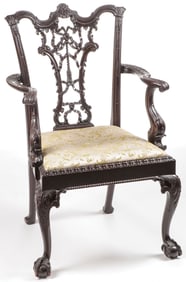 FINE CARVED CHIPANDALE REVIVAL ARMCHAIR, 19th C