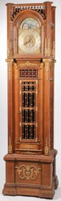 IMPRESSIVE OAK TALL CASE CLOCK
