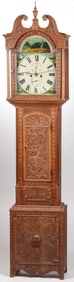 VINTAGE CARVED GRANDFATHER CLOCK WITH HUNT DIAL