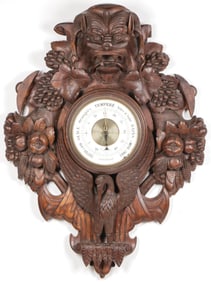IMPRESSIVE CARVED BAROMETER, 19TH C