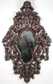 CARVED REISSANCE REVIVAL MIRROR, 19TH C