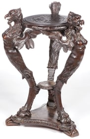 HEAVILY CARVED PEDESTAL STAND, C. 1875