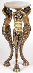 NEOCLASSIC STYLE GILT BRONZE AND ONYX LAMP TABLE