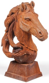 CAST IRON HORSE HEAD GARDEN SCULPTURE