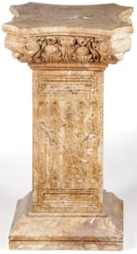 CARVED VARIGATED MARBLE PEDESTAL