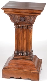 GOOD CARVED OAK PEDESTAL, 19TH C