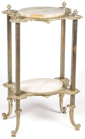 GILT BRONZE & ONYX DOUBLE TIERED STAND