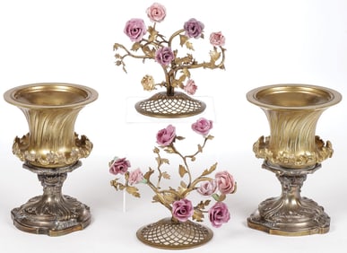 PR OF CHRISTOFLE GILT BRONZE URNS