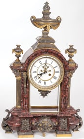 FRECH GILT BRONZE AND MARBLE MANTLE CLOCK