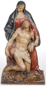 CARVED & POLYCHROME WOOD PIETA, 18th/19TH C
