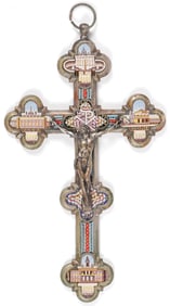 A LARGE ITALIAN MICRO MOSAIC CRUCIFIX, C. 1890