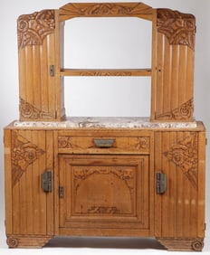 ART DECO CARVED OAK SIDEBOARD