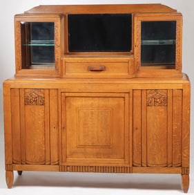 ART DECO CARVED OAK SIDEBOARD