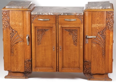 ART DECO CARVED OAK BUFFET