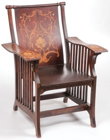 FINE INLAID AESTHETIC MOVEMENT LIBRARY CHAIR
