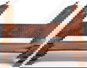 MONUMENTAL SWAT VALLEY CARVED BENCH