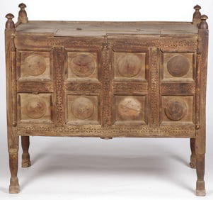 A TURKMAN CARVED DOWRY CHEST