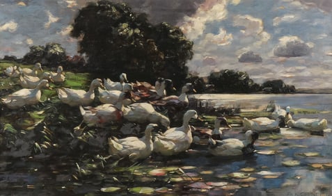 GREAT LARGE ALEXANDER KOESTER DUCKS PAINTING