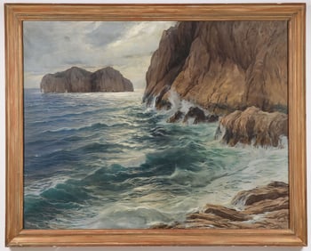 GREAT ITALIAN SIGNED SEASCAPE, CAPRI, C. 1940