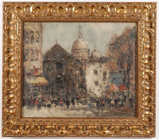 MIDCENTURY PARISIAN SCENE OIL ON CANVAS