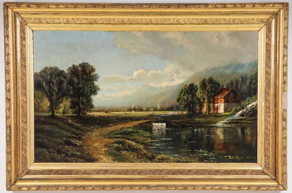 EDMUND DARCH LEWIS LANDSCAPE OIL ON CANVAS