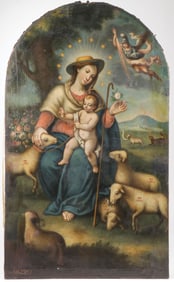 SPANISH COLONIAL PAINTING OF THE VIRGIN AND CHILD