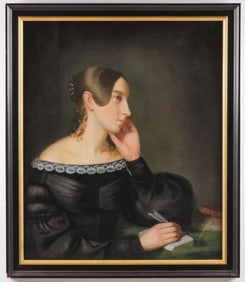 OIL PAINTING OF WOMAN CIRCA 1840