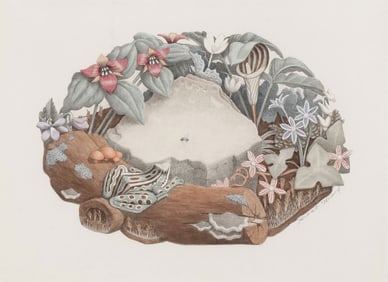 SIGNED GRANT WOOD LITHOGRAPH WILDFLOWERS