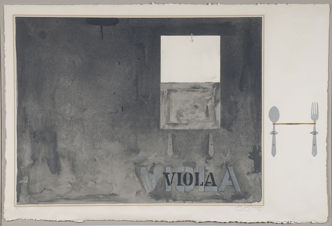 SIGNED JASPER JOHNS LITHOGRAPH VIOLA: JASPER JOHNS (American b. 1930)Viola -1972Color Lithograph Signed and dated lower right, editioned 6/70 lower left, and with Gemini, G.E.L., Los Angeles blind stamps lower right Sheet size 28.25 inch