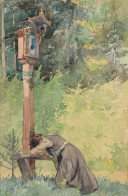 19th CENTURY RELIGIOUS WATERCOLOR PAINTING