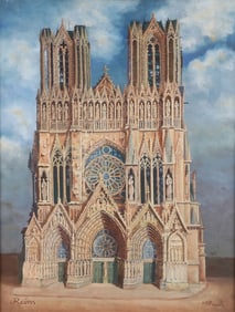 SIGNED OIL ON CANVAS NOTRE DAME CATHEDRAL ? 1947