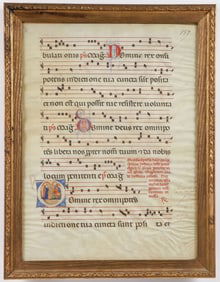 SPANISH ILLUMINATED HYMNAL SHEET, 16TH C