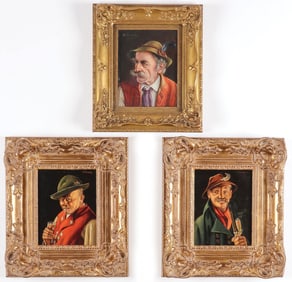 THREE SIGNED GERMAN OIL PORTRAITS WALTER ROSSLER