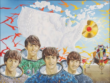SURREALIST MODERN ORIGINAL BEATLES PAINTING