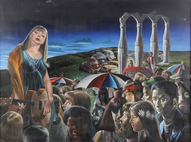 LARGE SURREALIST OIL ON BOARD DHMITRI ZONIA