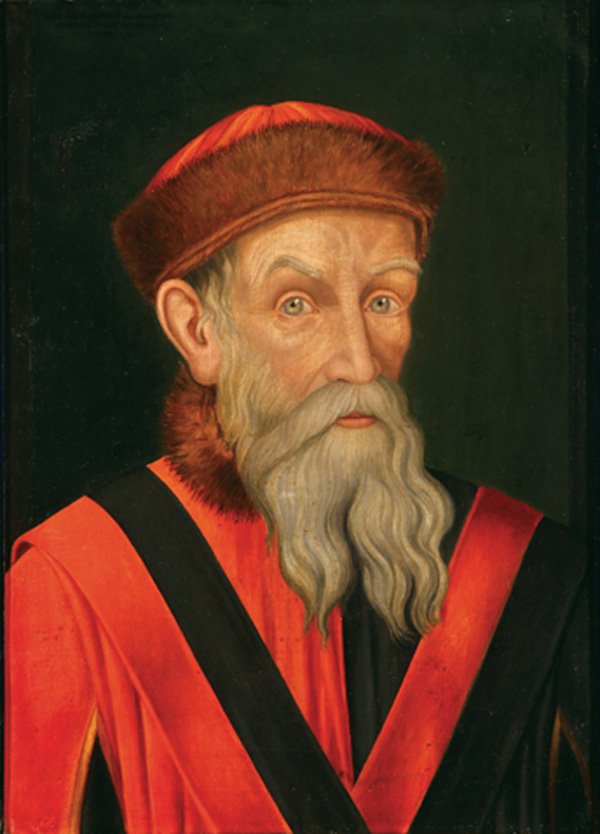OLD GERMAN OIL PAINTING OF GUTENBERG: GERMAN SCHOOL(19th century) Portrait of Johannes Gutenberg Oil on canvas Unsigned 24.8 inches x 19.6 inches (63 x 50 cm)