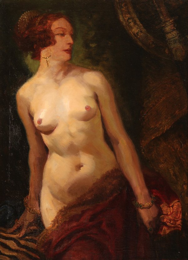 SIGNED OLD TESTAMENT OIL PAINTING OF JUDITH: HEINRICH LANDGREBE(German b. 1908-) Judith Oil on canvas Signed lower right "Heinrich Landgrebe" 32.5 inches x 24.8 inches (82.5 x 63 cm)
