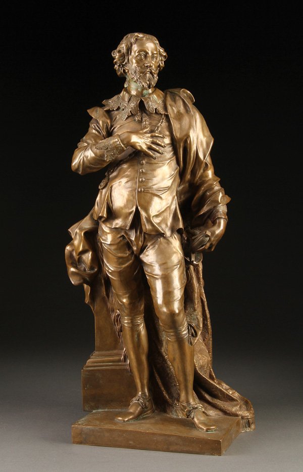 FLEMISH BRONZE OF RUBENS, AFTER RYSBRACK: After JOHN MICHAEL RYSBRACK(Flemish 1694-1770)Peter Paul Rubens Bronze with brown patinaInscribed “Miche Rysbrack 1743” and also inscribed with title “D. Peter Paul Rubens EQV.”Height 23.75 in