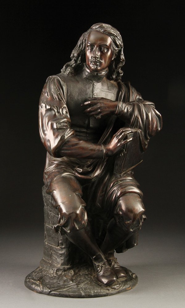 FRENCH BRONZE OF A SCHOLAR, SALMSON: JEAN JULES B. SALMSON(French 1823-1902) A Scholar Holding a Book Bronze with dark brown patina Inscribed on base “Salmson” Height 24.2 inches (61.5 cm)