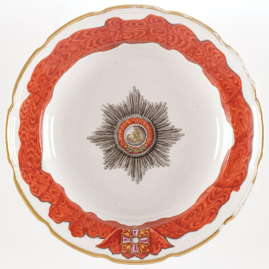 RUSSIAN ORDER SERVICE PLATE, GARDNER, 18TH C (1 of 3)