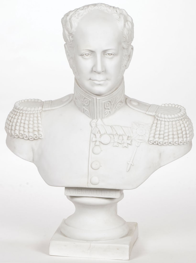 LARGE IMPRESSIVE PORCELAIN BUST OF ALEXANDER I (1 of 4)
