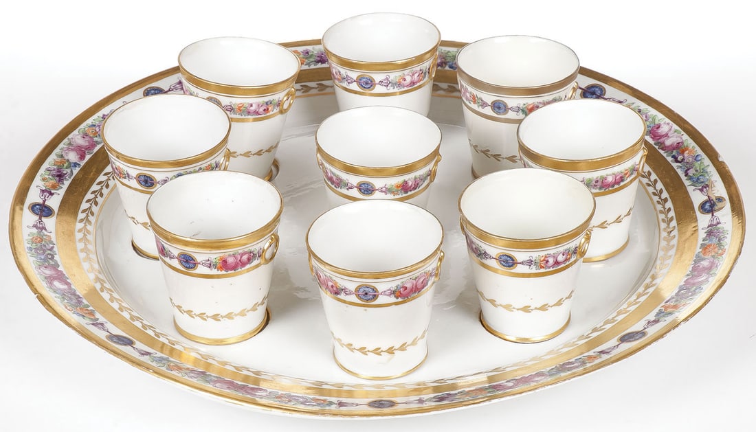 SCARCE RUSSIAN IMPERIAL PORCELAIN TRAY & CUPS (1 of 4)