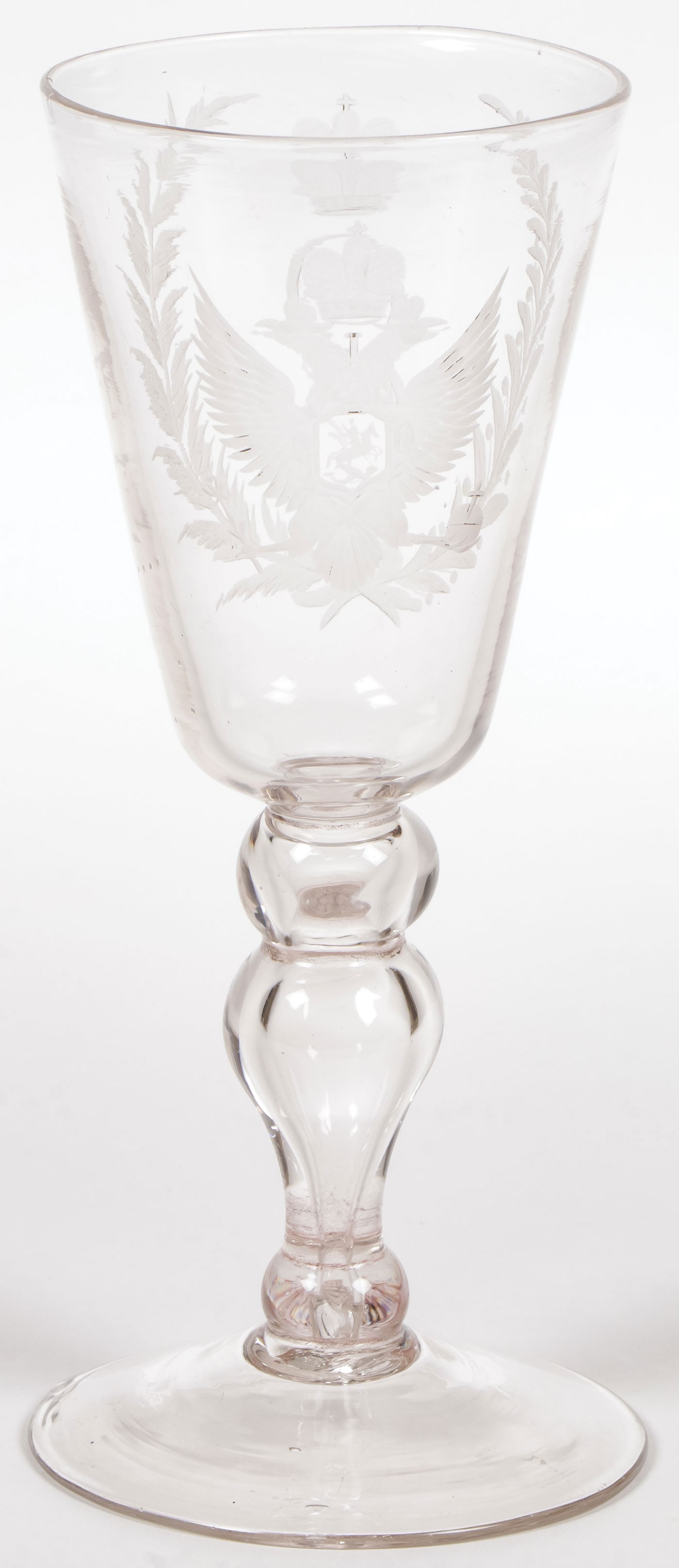 RUSSIAN IMPERIAL GLASS WORKS GOBLET, CATHERINE II (1 of 2)