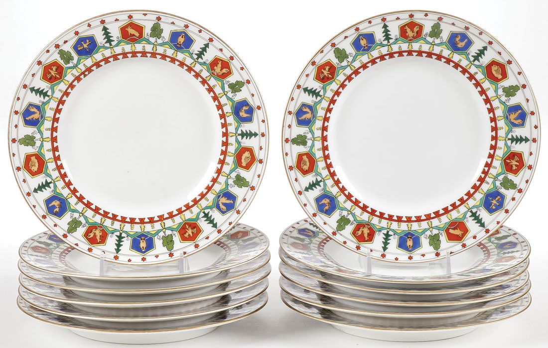 12 RUSSIAN KORNILOV BILIBIN DECORATED PLATES (1 of 3)
