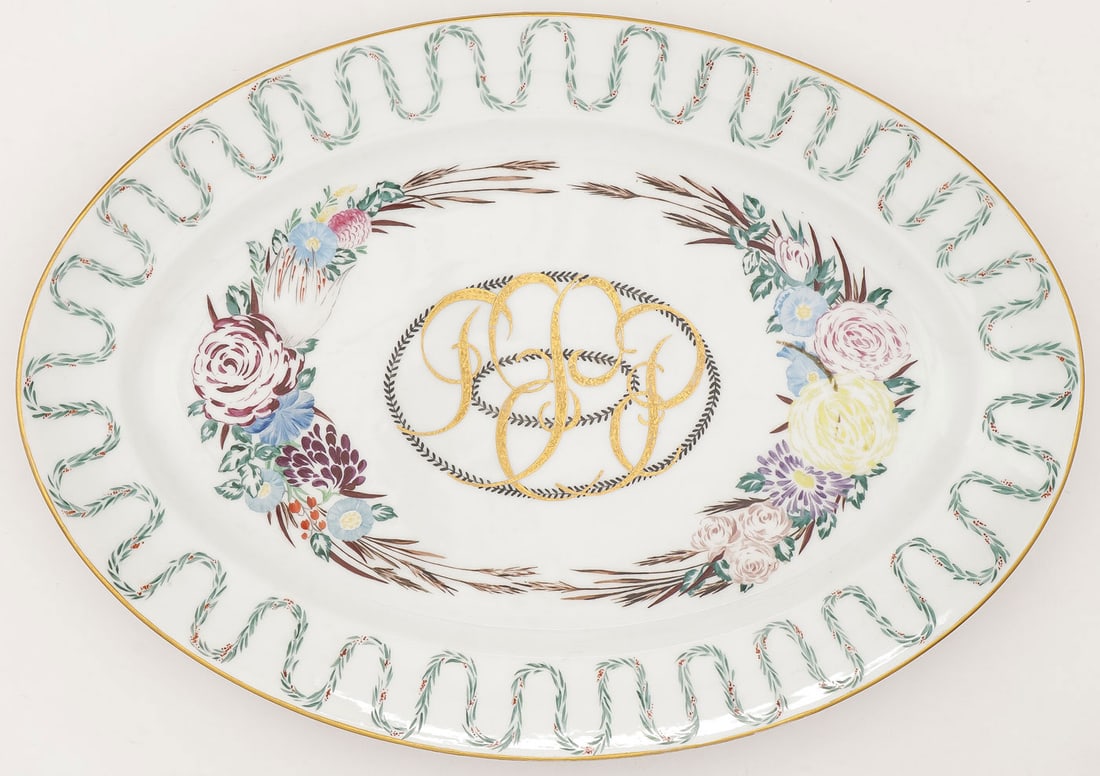 A SOVIET PROPAGANDA PORCELAIN PLATTER (1 of 3)