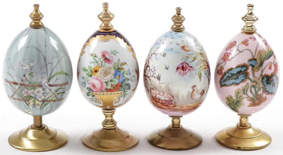 4 RUSSIAN IMPERIAL PORCELAIN EASTER EGGS (1 of 2)