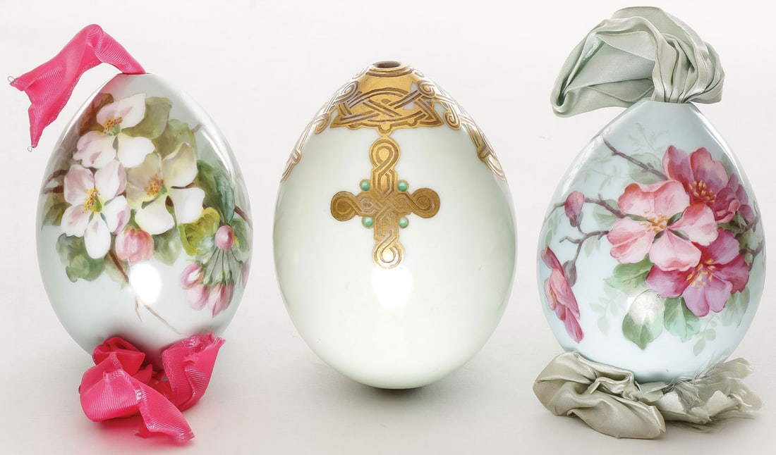 3 LARGE RUSSIAN IMPERIAL PORCELAIN EASTER EGGS C (1 of 2)